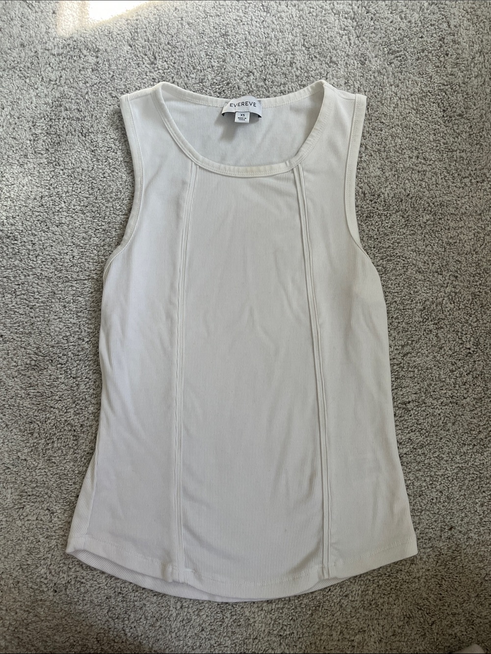 Evereve White Ribbed Scoop-Neck Tank